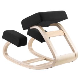 Ergonomic Kneeling Chair, Wooden Posture Knee Chair with Thick Foam Cushions and Solid Wood Frame, Adjustable Height