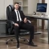 Massage Office Chair with Heat and 6 Vibration Points,Executive Office Chair with Foot Rest and Padded Armrests,Reclining Backrest and Wheels