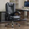 Massage Office Chair with Heat and 6 Vibration Points,Executive Office Chair with Foot Rest and Padded Armrests,Reclining Backrest and Wheels