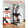 Pull Up Bar, 330 LBS Power Tower Dip Station, Workout Dip Station with H-Shaped Stable Base & Back Pad