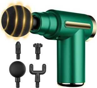 Mini Handheld Massage Gun, Deep Tissue with 6 Speeds, Cordless Muscle Massager with 4 Heads,Type-C Charging, Travel Size, Best Gifts (Color: Green)