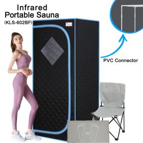 Portable Full Size Black Infrared Sauna tentâ€“Personal Home Spa, with Infrared Panels, Heating Foot Pad,Controller, Foldable Chair (Color: as Pic)